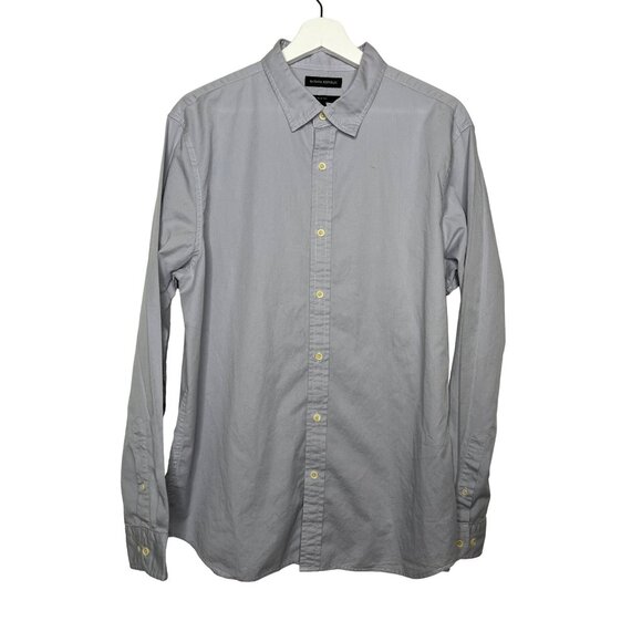 Banana Republic Shirt Mens Large Long Sleeve Button Down Top Slim Fit Gray Work - Picture 1 of 13
